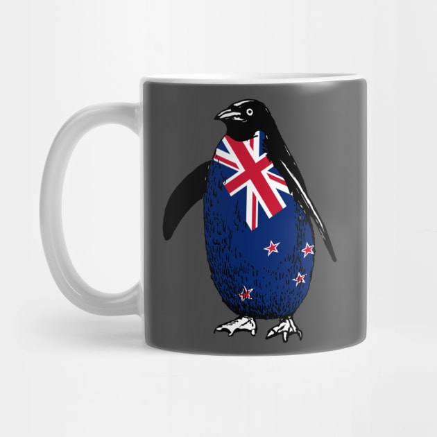 Cute New Zealand Penguin | Vintage Penguin Supporting New Zealand All The Way by Mochabonk